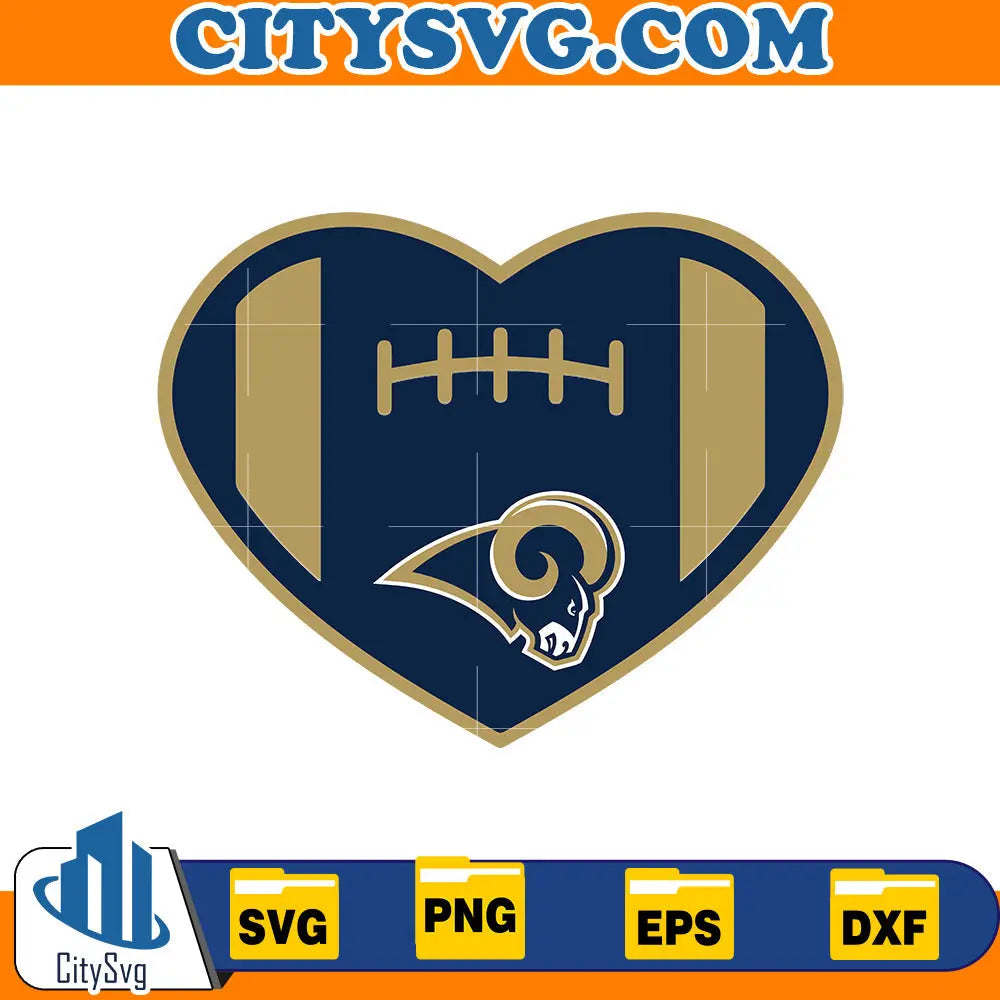 Heart Los Angeles Rams Svg CitySvg