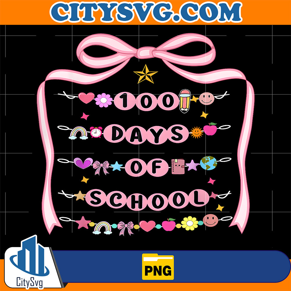 100-Days-of-School-Bracelets-Coquette-Bow-Teacher-Girls-Png