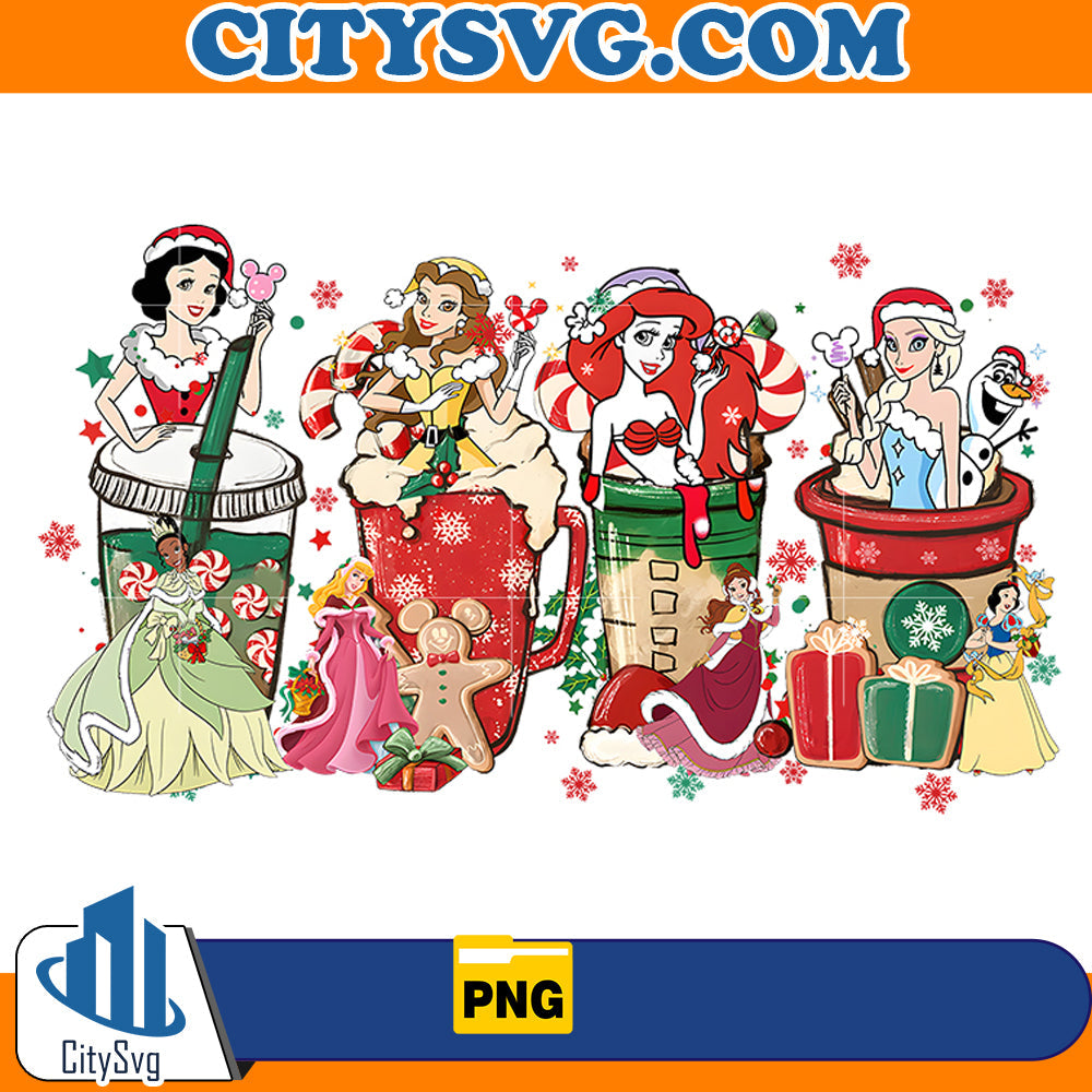 Disney Princess Chrismas Coffee Png CitySvg