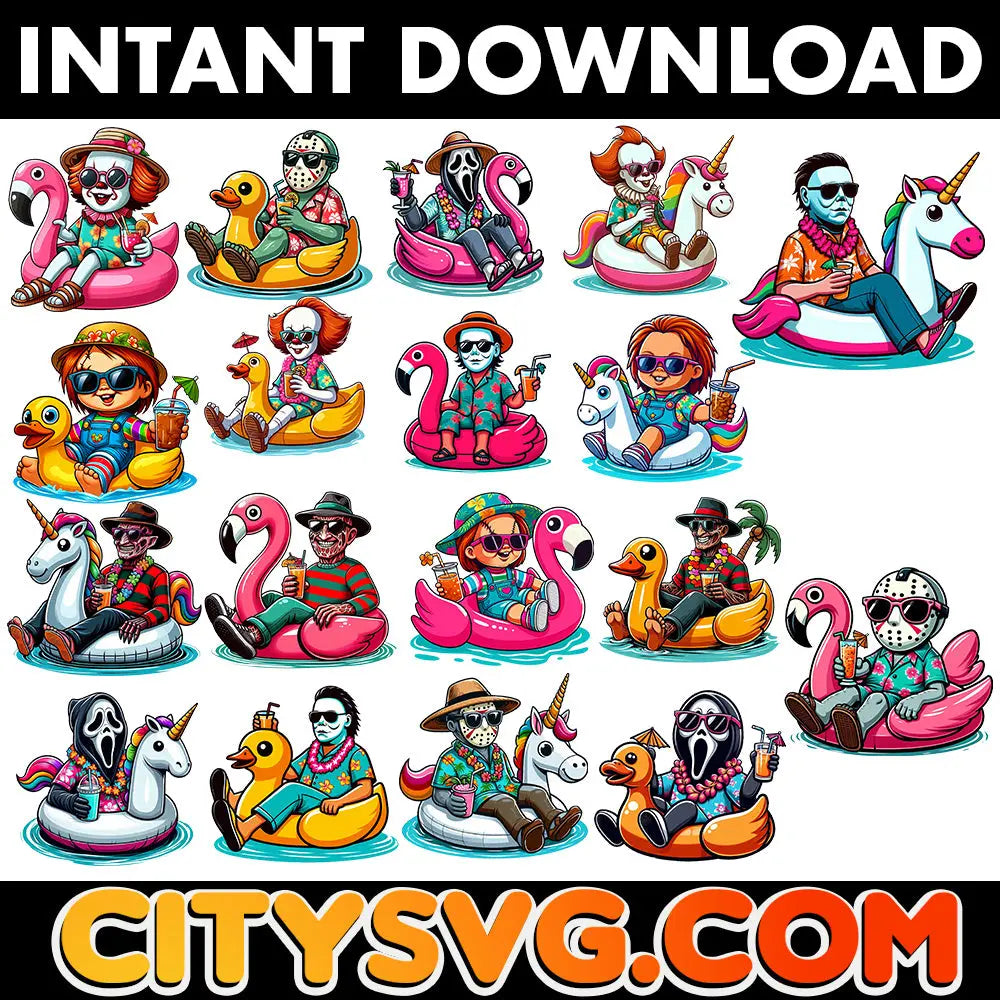 15 Designs Horror's Vacation Png Bundle, Digital Download CitySvg