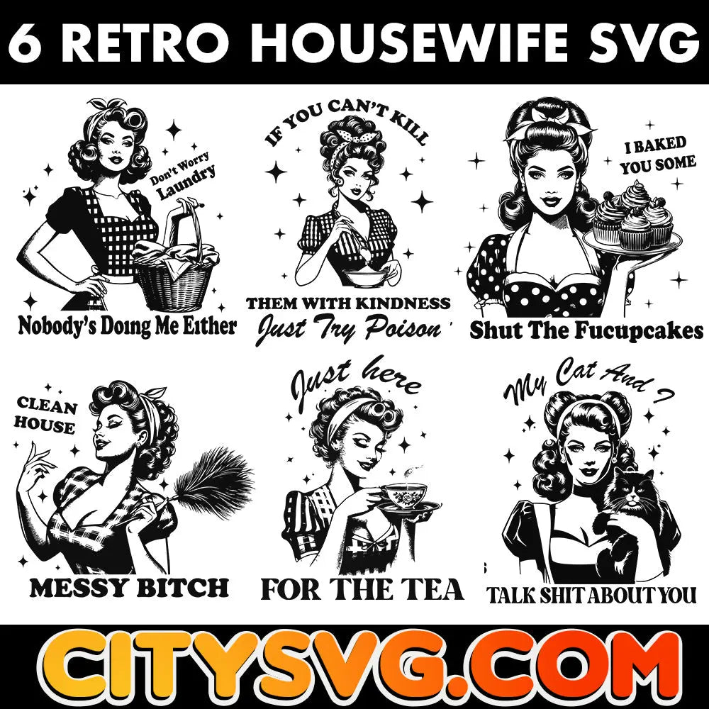Retro Housewife Svg, Bundle 1950S Atomic Svg, Digital Download CitySvg