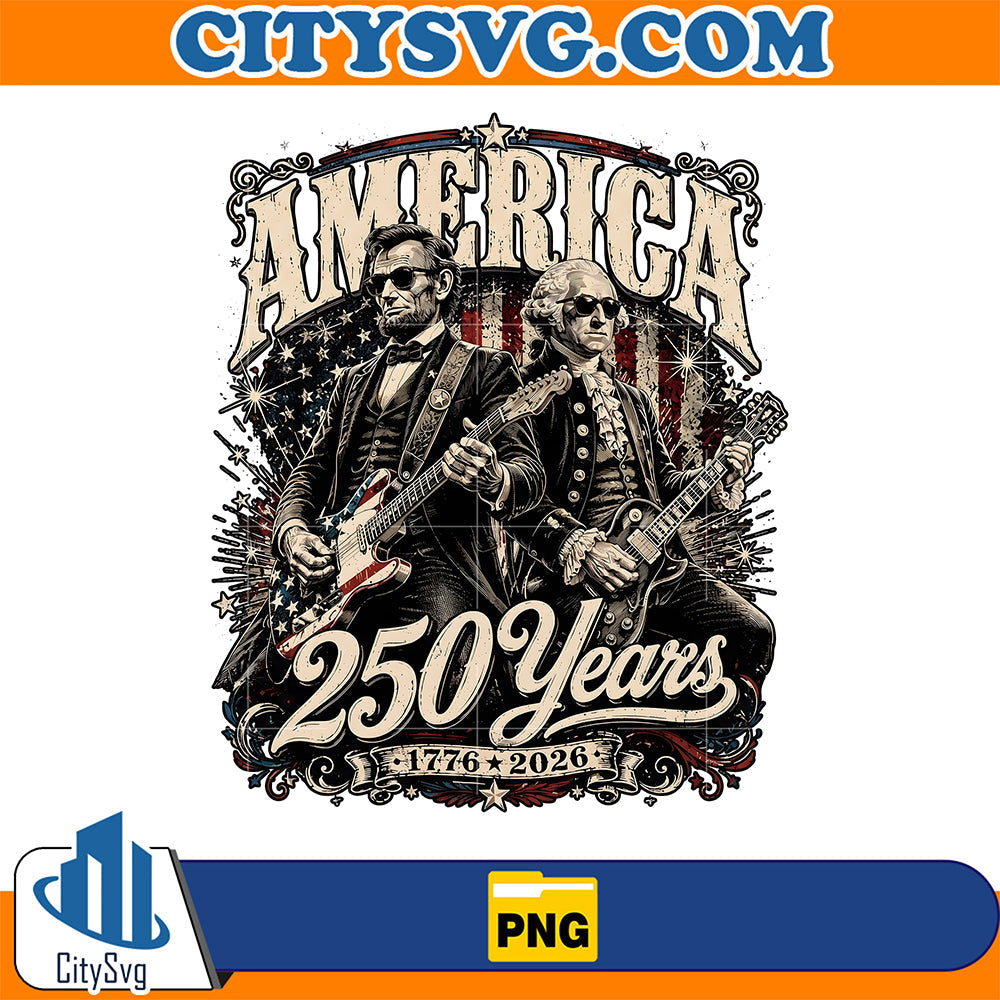 250-Years-America-Anniversary-Png-George-Washington-Lincoln-Playing-Guitar-Png