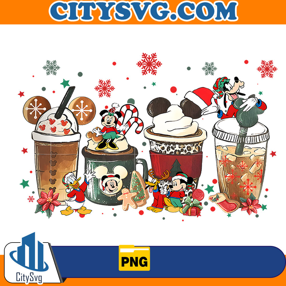 Mickey & Friends Christmas Coffee Png CitySvg