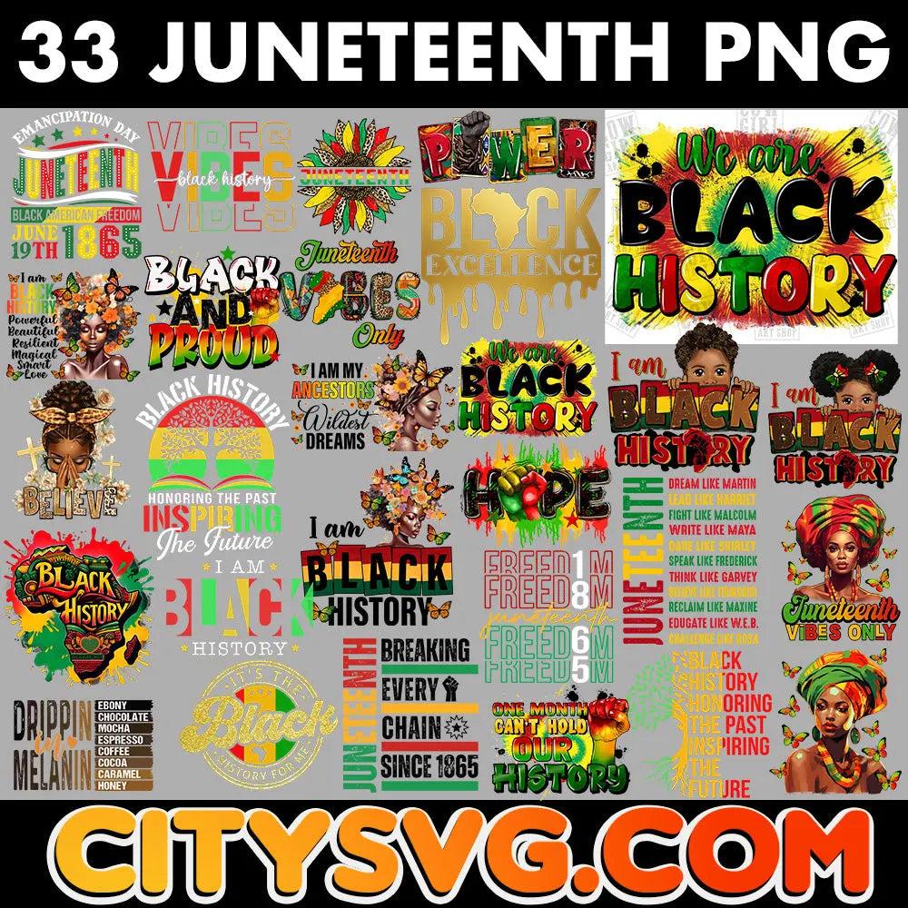 30+ Juneteenth PNG Big Bundle Juneteenth Sublimation Png, Digital Download CitySvg