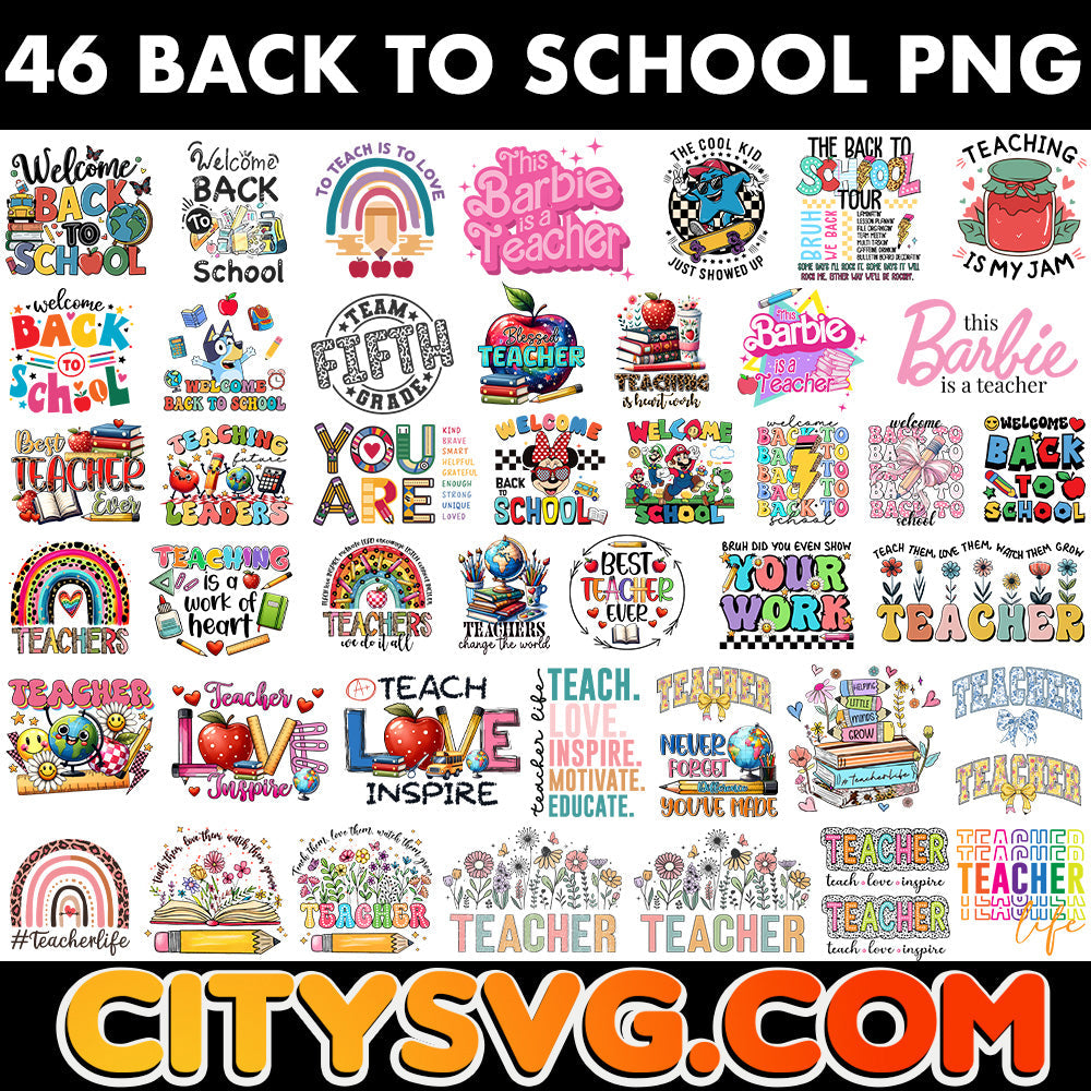46 File Back To School Bundle Png CitySvg