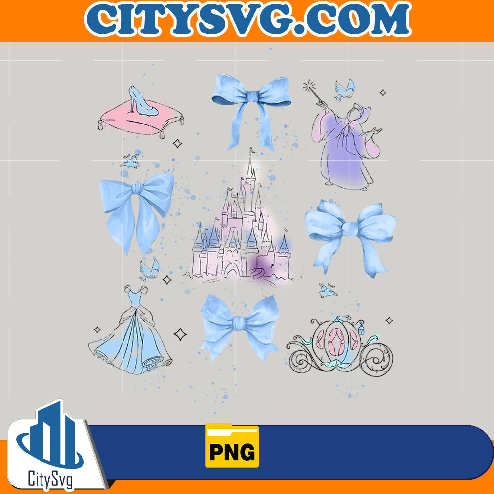 Disney Cinderella Watercolor Coquette Bow Png CitySvg
