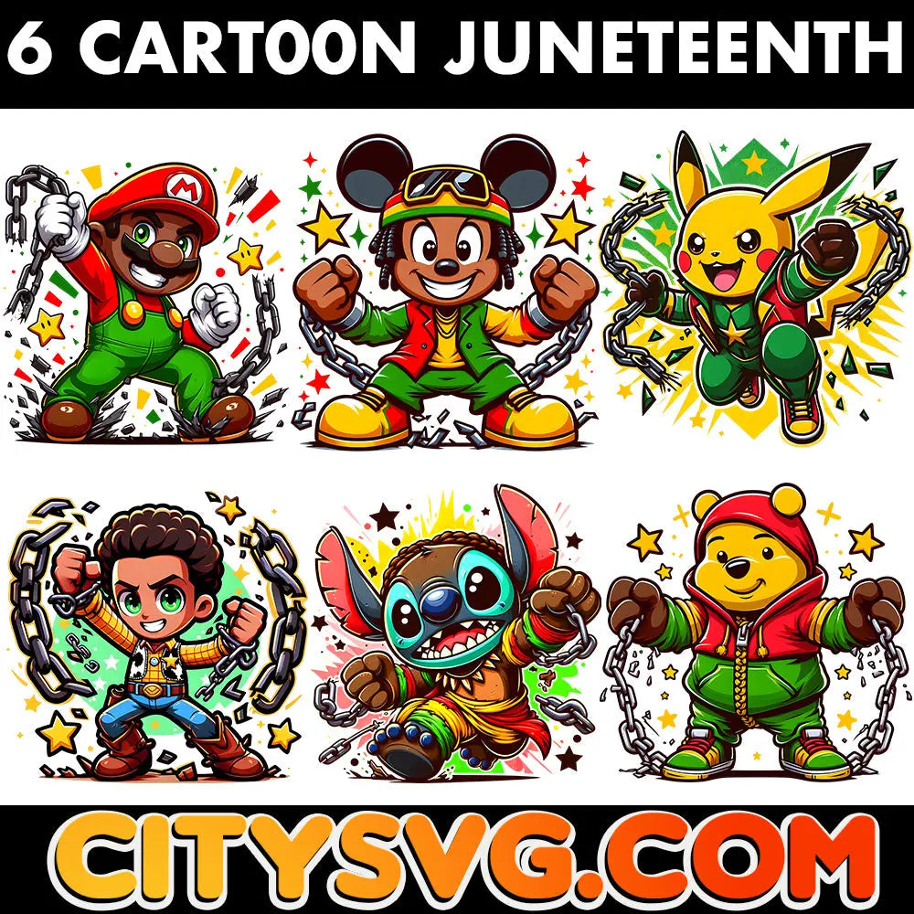 5+ Juneteenth Cartoon Png Bundle, Digital Download CitySvg
