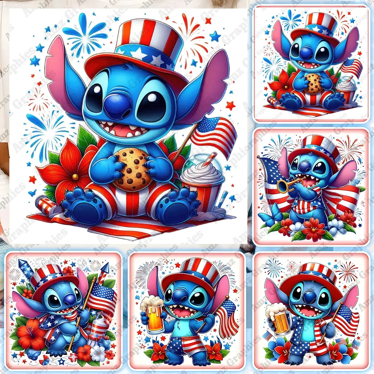 6+ Cartoon Fourth Of July PNG Bundle, File Digital Download CITYSVG