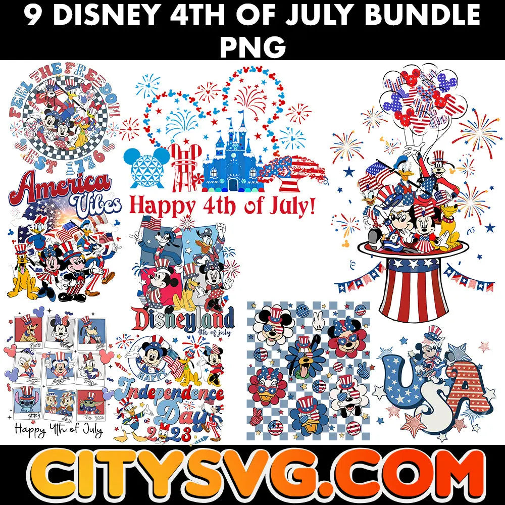 9 Mouse 4th Of July PNG Bundle, Digital Download CitySvg