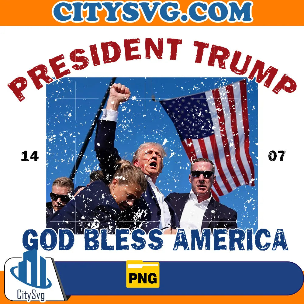 President Trump god bless america Png CitySvg