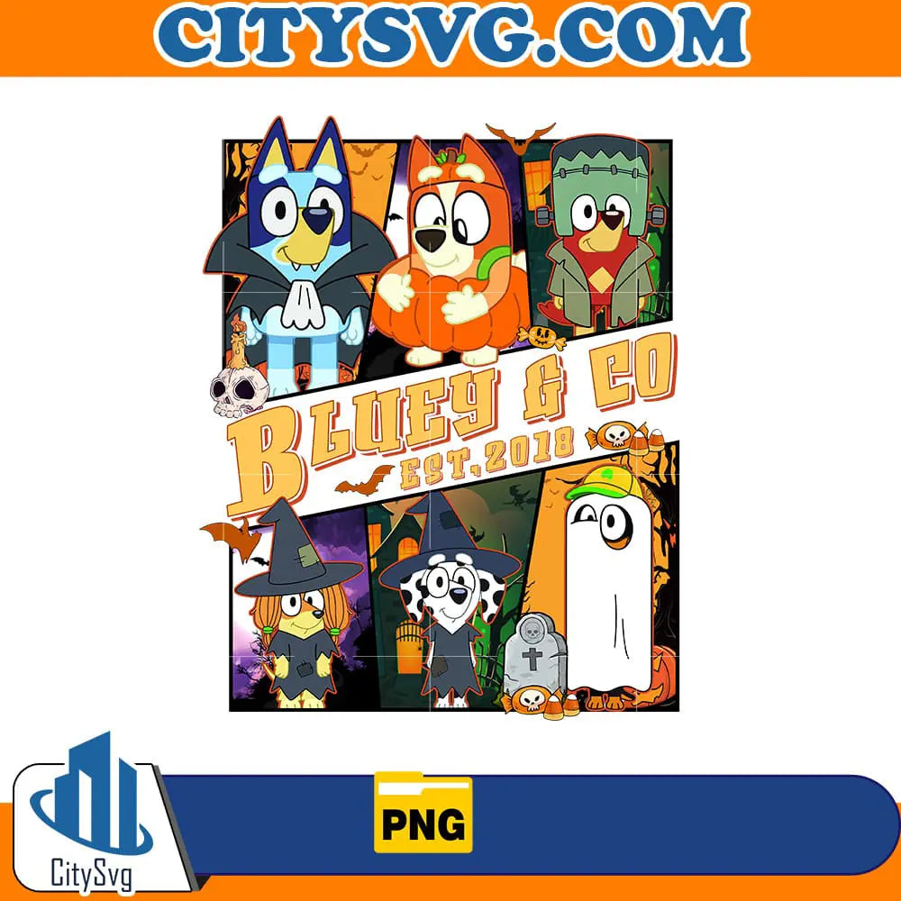 Bluey and Co Halloween EST 2018 Png CitySvg