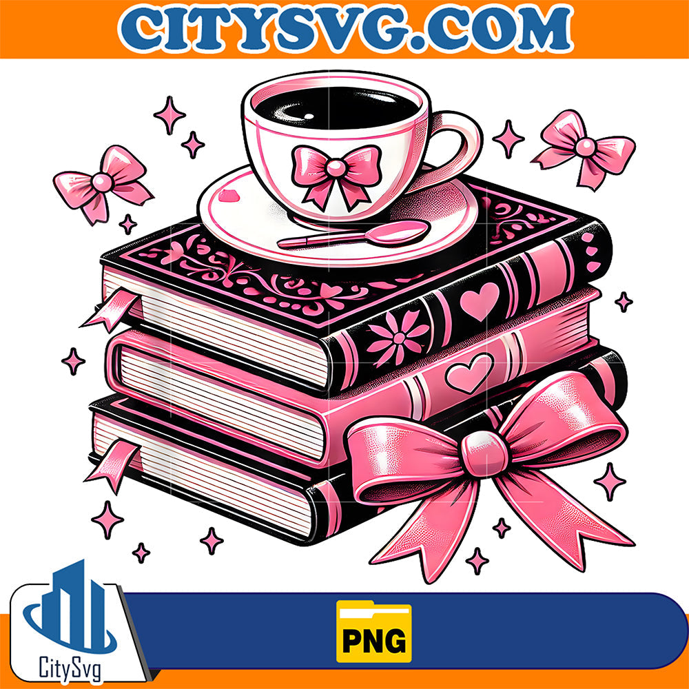 All Booked For Valentine's Teacher Coquette Bow Coffee Book Png CitySvg