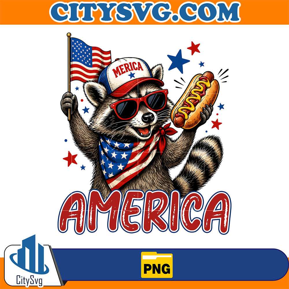 America-Raccoon-Hotdog-Funny-Patriotic-4th-Of-July-Png