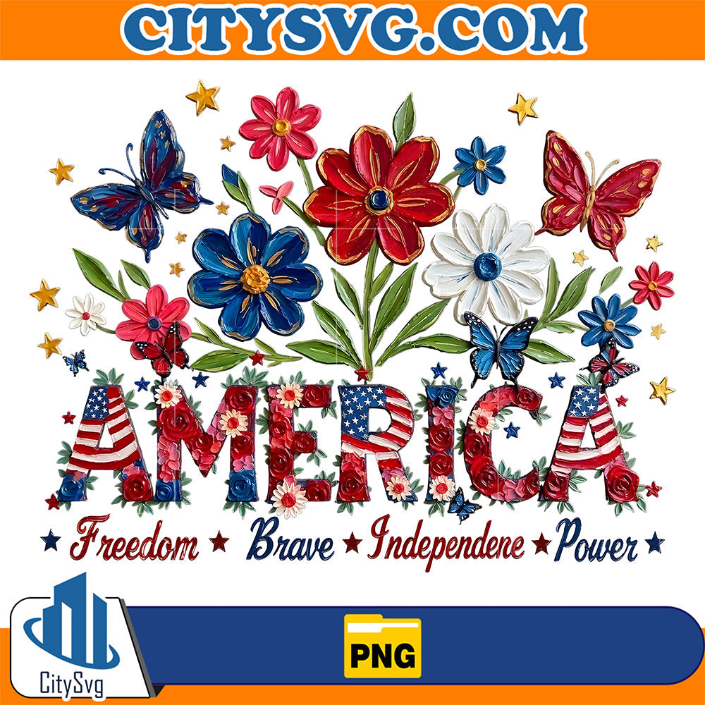 America-USA-Floral-Png