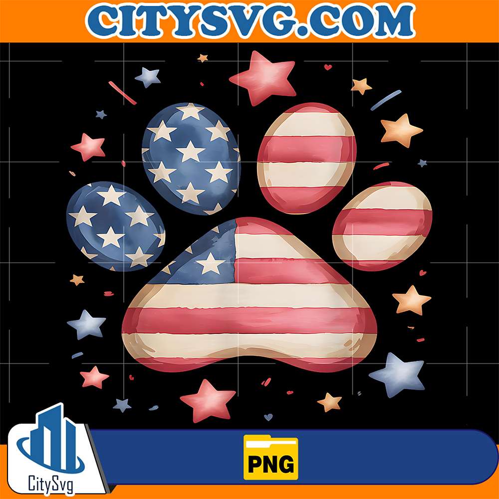 American-Flag-Patriotic-Dog-Cat-Paw-Print-4th-Of-July-Dog-Png