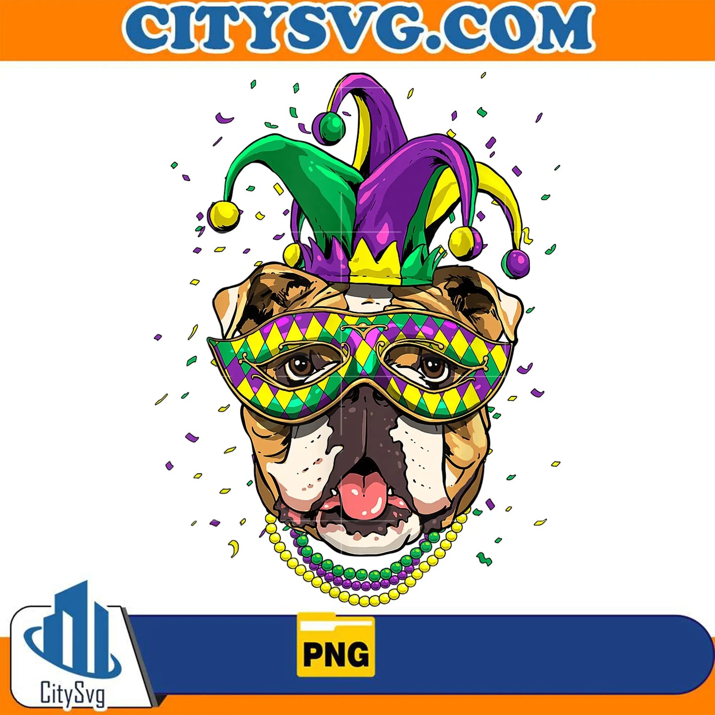 AmericanBulldogDogLoverCuteMardiGrasCarnivalJesterPng