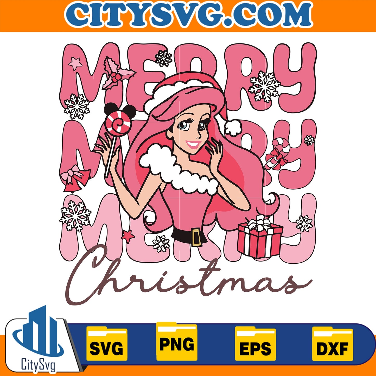 Ariel Princess Christmas Svg CitySvg