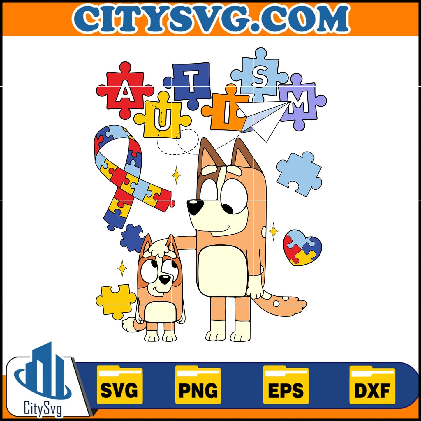 Autism Bluey Puzzle Svg