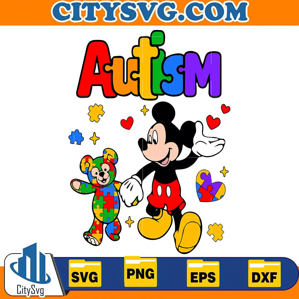 AutismMickeyAndBearFriendSvg
