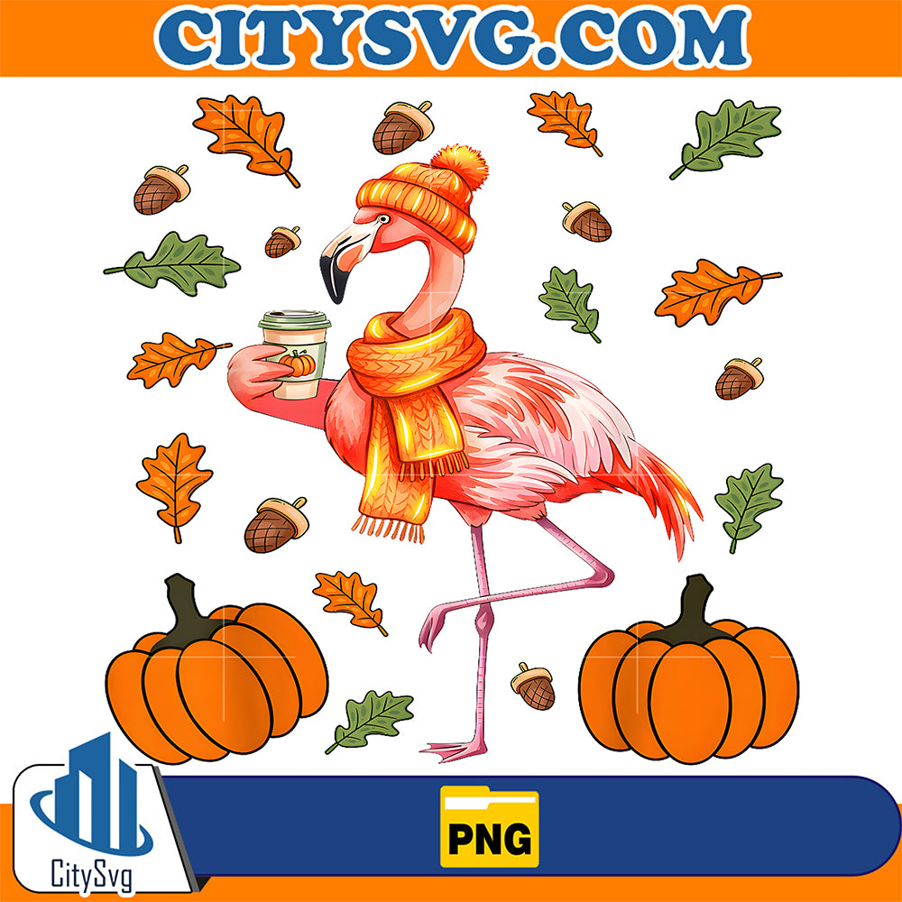 Autumn-Flamingo-Pumpkin-Spice-Latte-Fall-Leaves-Thanksgiving-Png