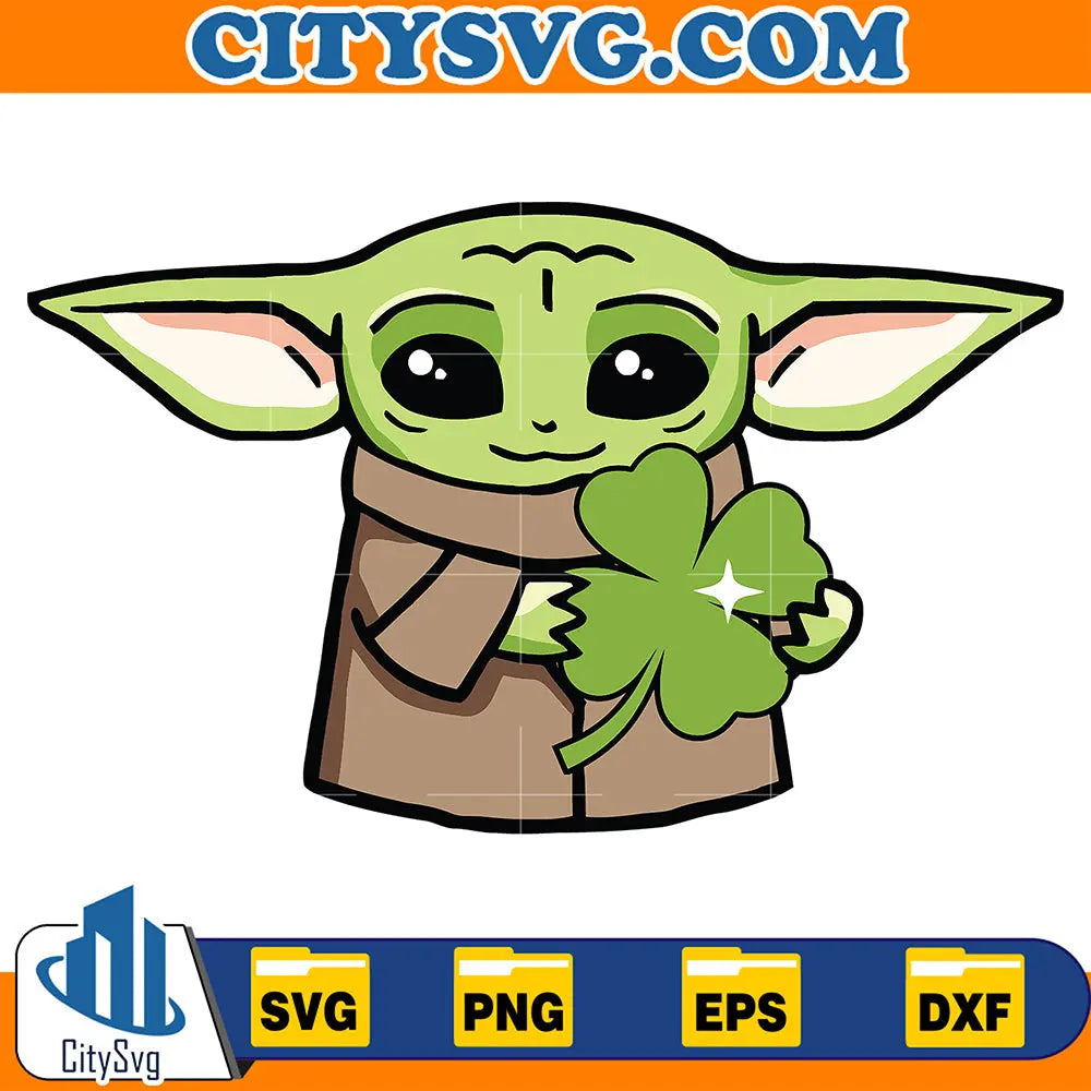 BabyYodaHoldShamrocksStPatrick_sDaySvg