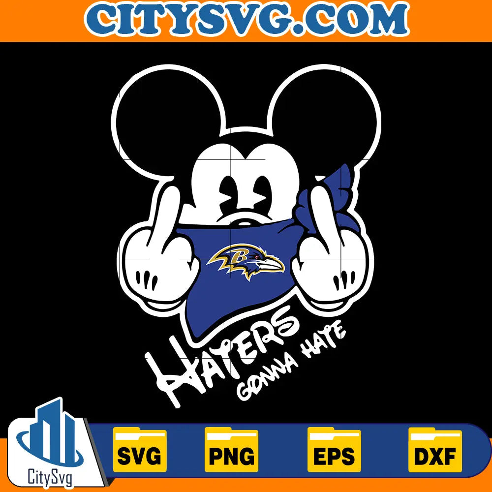 Mickey Mouse Middle Finger Baltimore Ravens Svg CitySvg