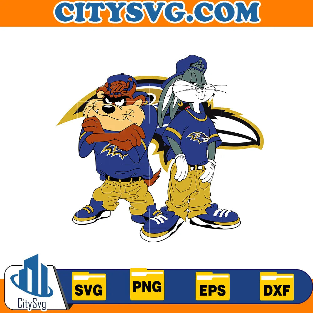 Taz and bugs kriss kross Baltimore Ravens svg CitySvg