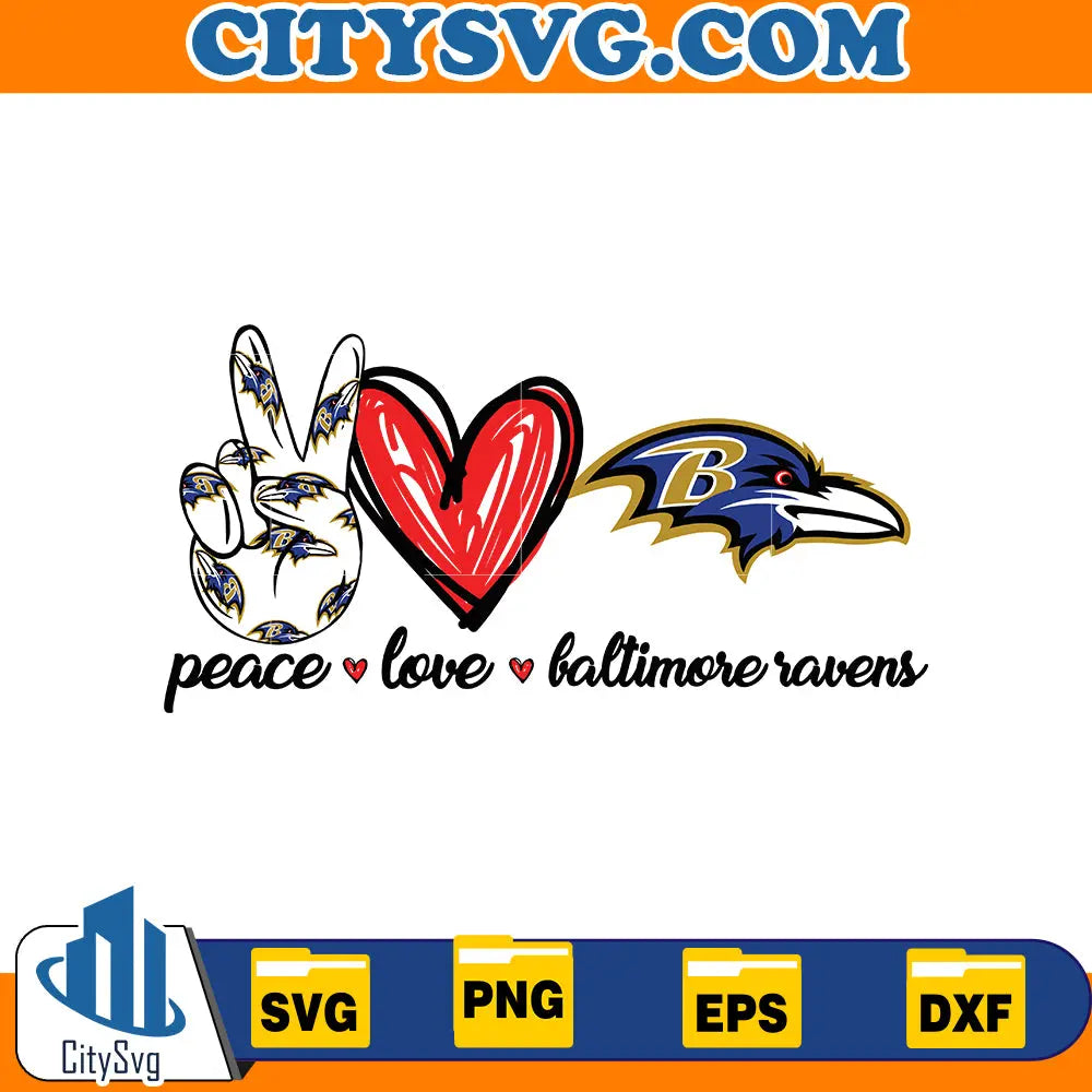 Peace Love Baltimore Ravens svg CitySvg