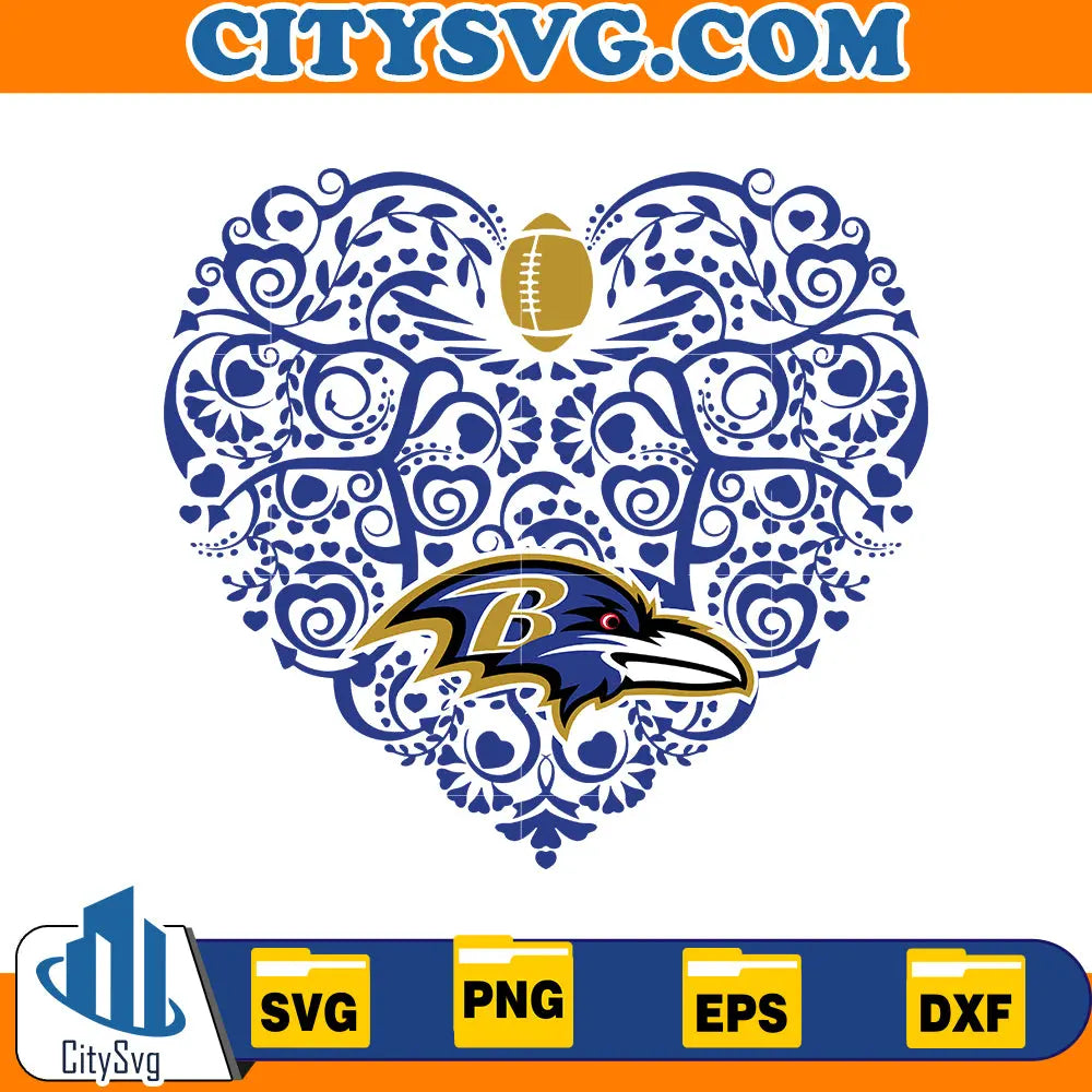 Heart Baltimore Ravens svg CitySvg
