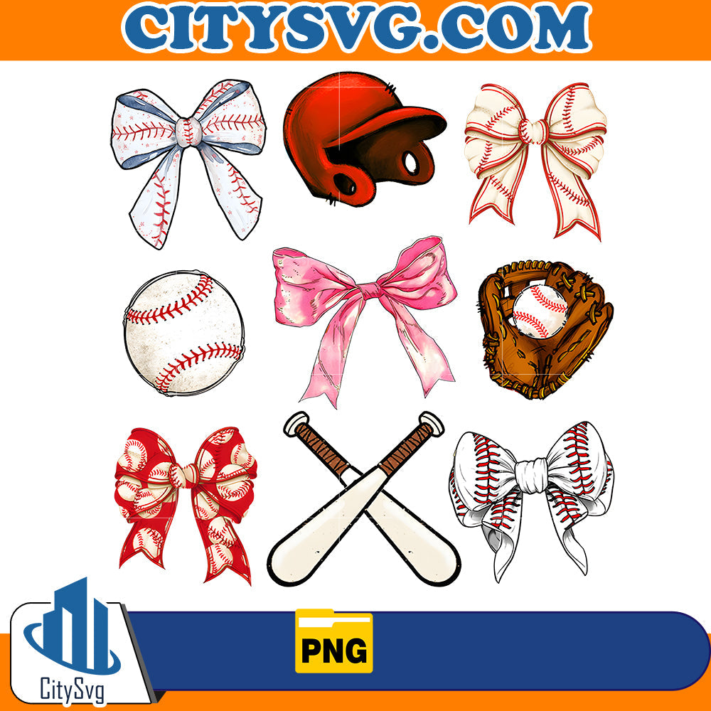 Baseball Coquette Bows Png CitySvg