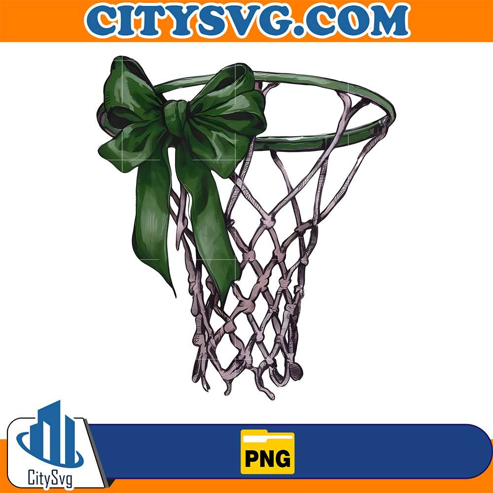 Basketball Hoop with Green Ribbon Png CitySvg
