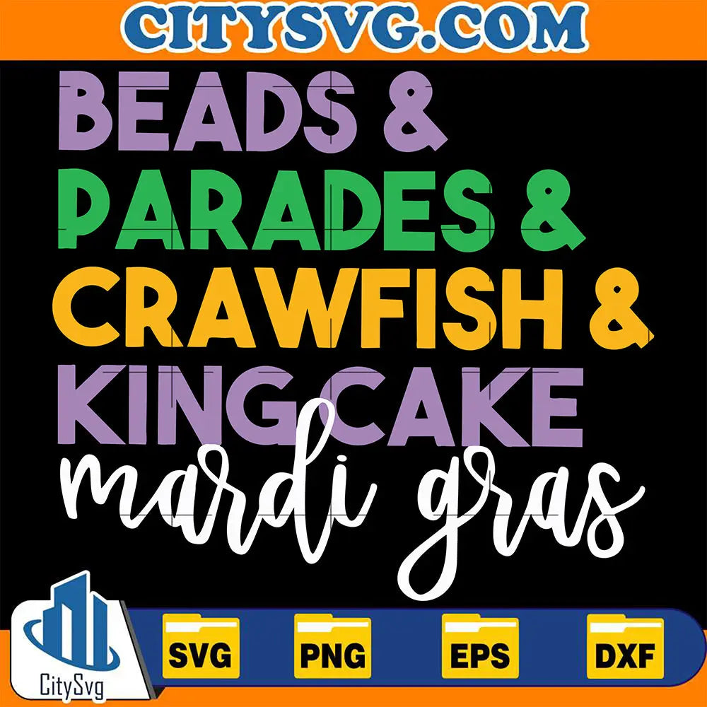 Beads_Parades_Crawfish_KingCakeMardiGrasSvg