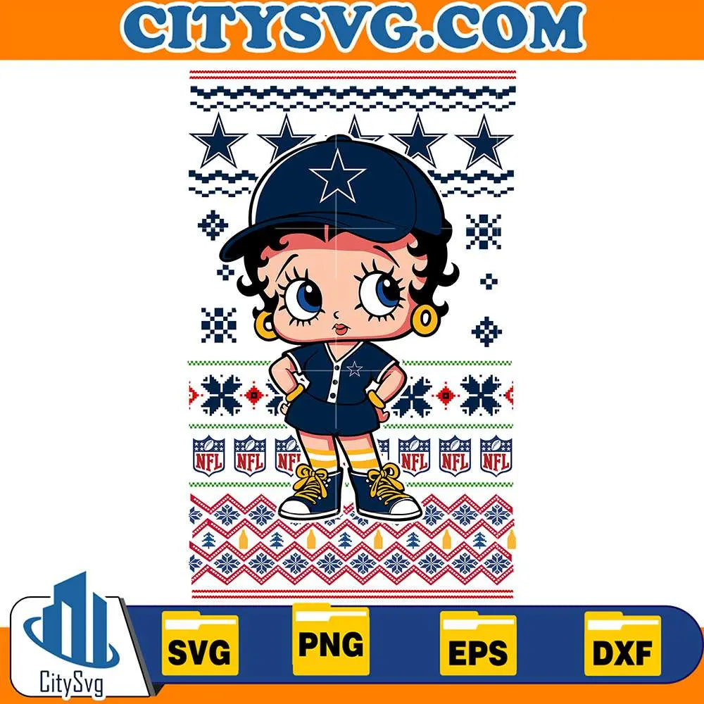 BettyBoopDallasCowboysNFLUglyChristmasSvg