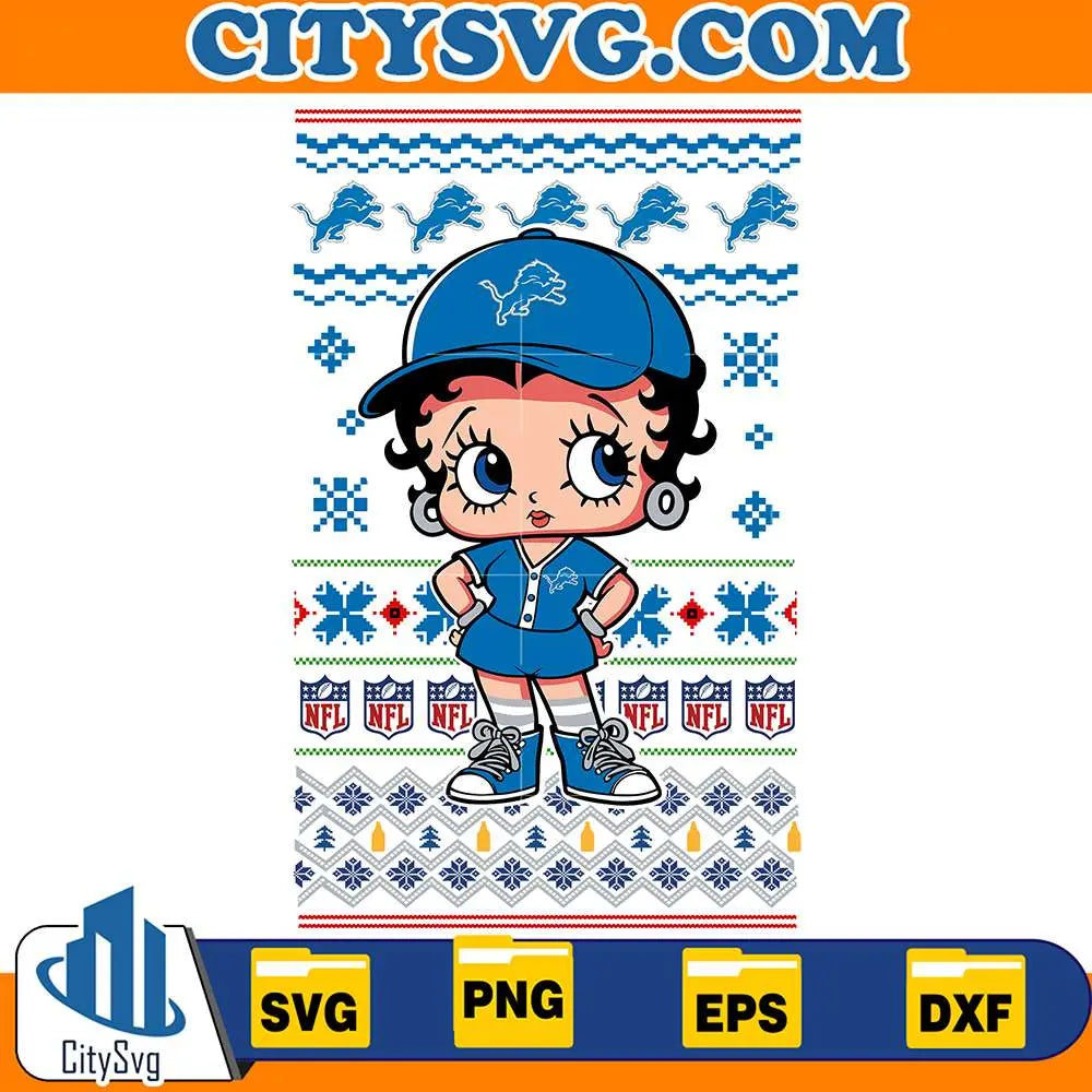 BettyBoopDetroitLionsNFLUglyChristmasSvg