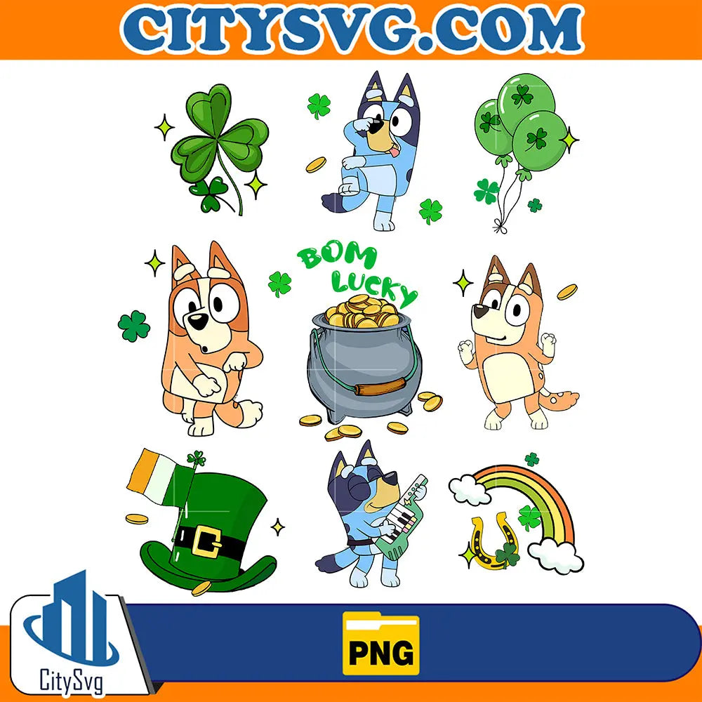 BlueyBomLuckyStPatricksDayPng