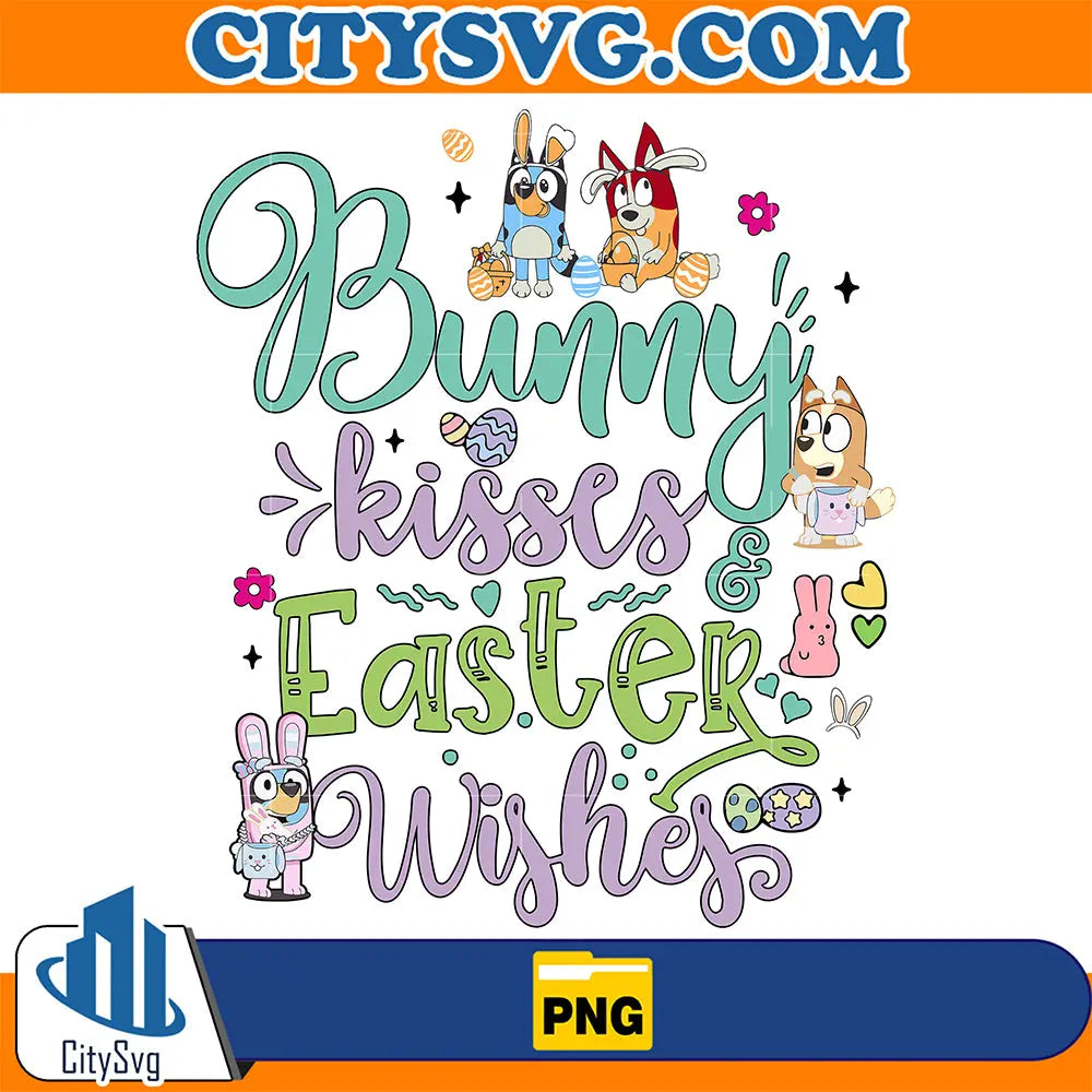 BlueyBunnyKissesEasterWishesPng