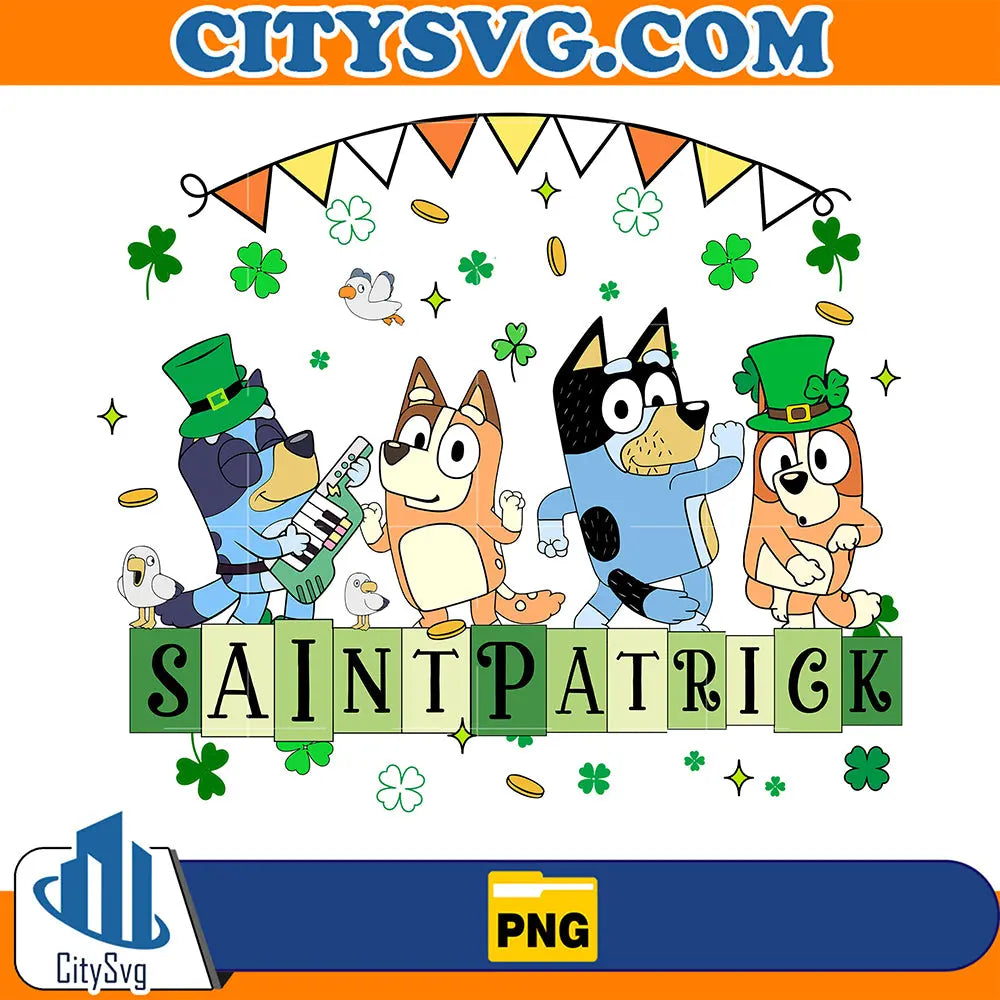 BlueyFamilySaintStPatricksDayPng