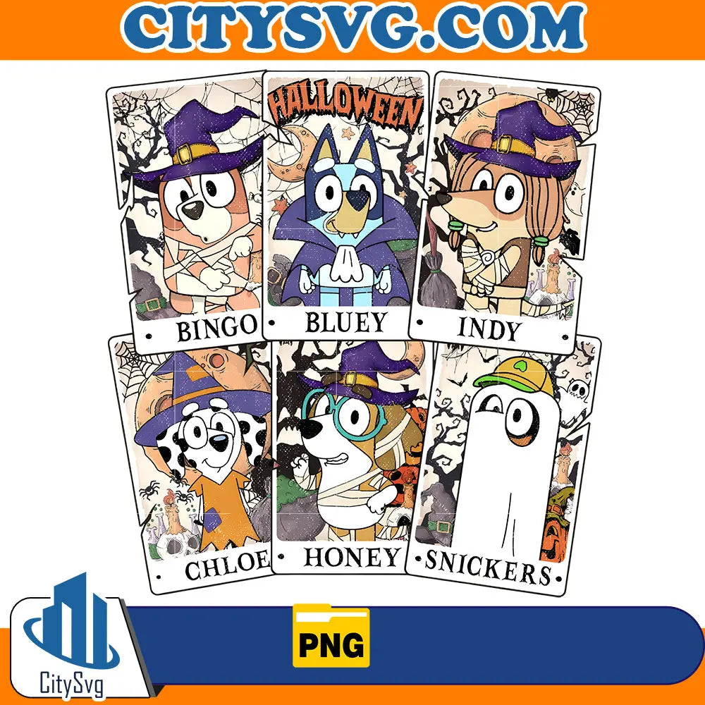 Halloween Bluey Tarot Cards Png CitySvg