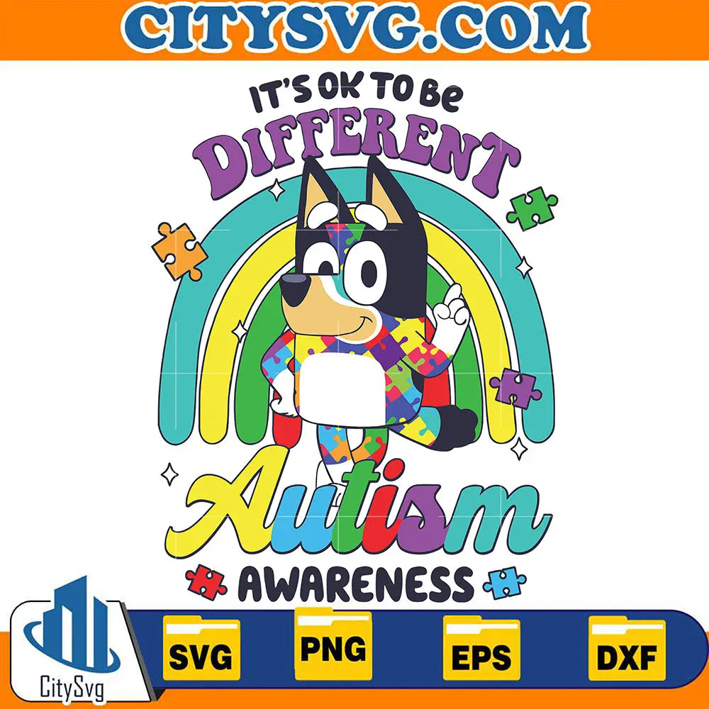 BlueyIt_sOkayToBeDifferentAutismAwarenessSvg