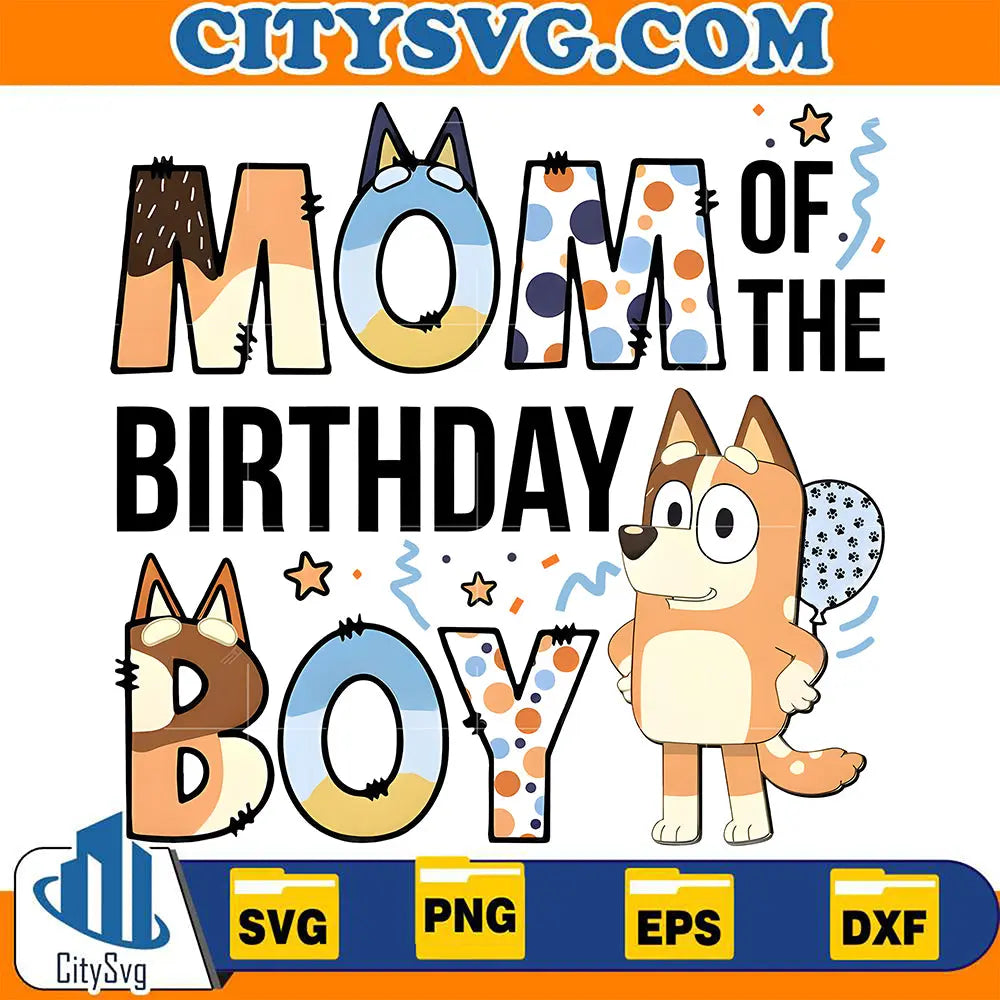 BlueyMomOfTheBirthdayBoyClipartElementsSvg