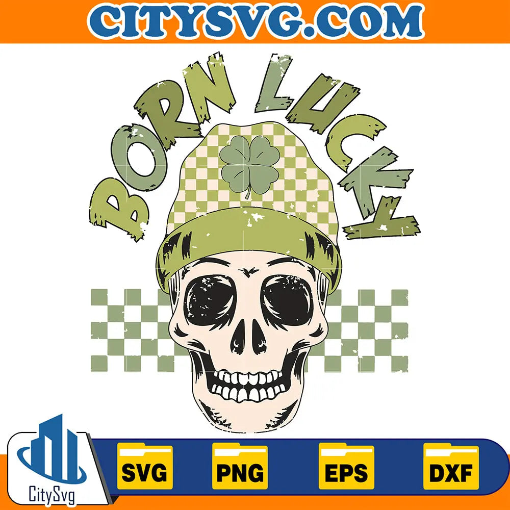 BornLuckySkullStPatricksDaySvg
