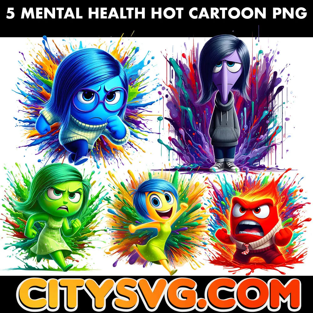 Bundle Mental Health Hot Cartoon Png, Digital Download CITYSVG