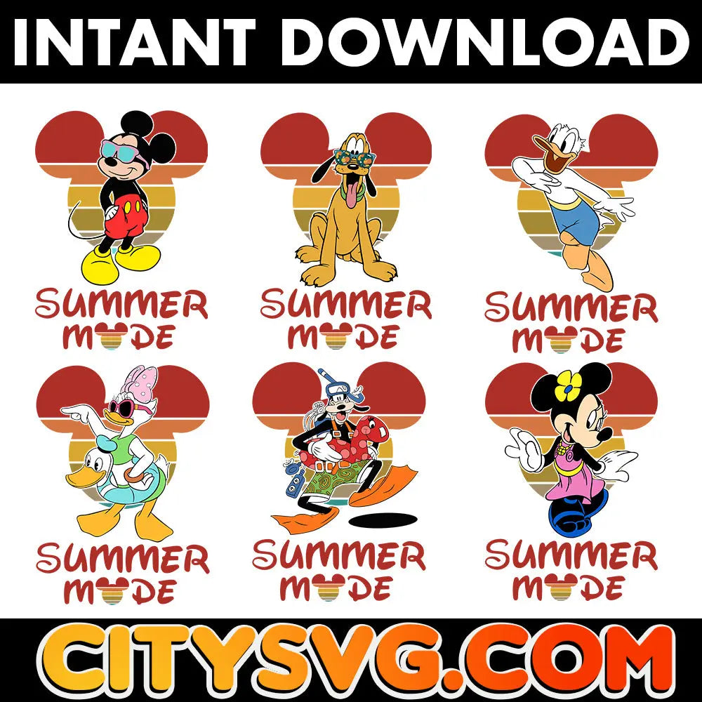6 Mouse and Friends Summer Svg, Digital Download CitySvg