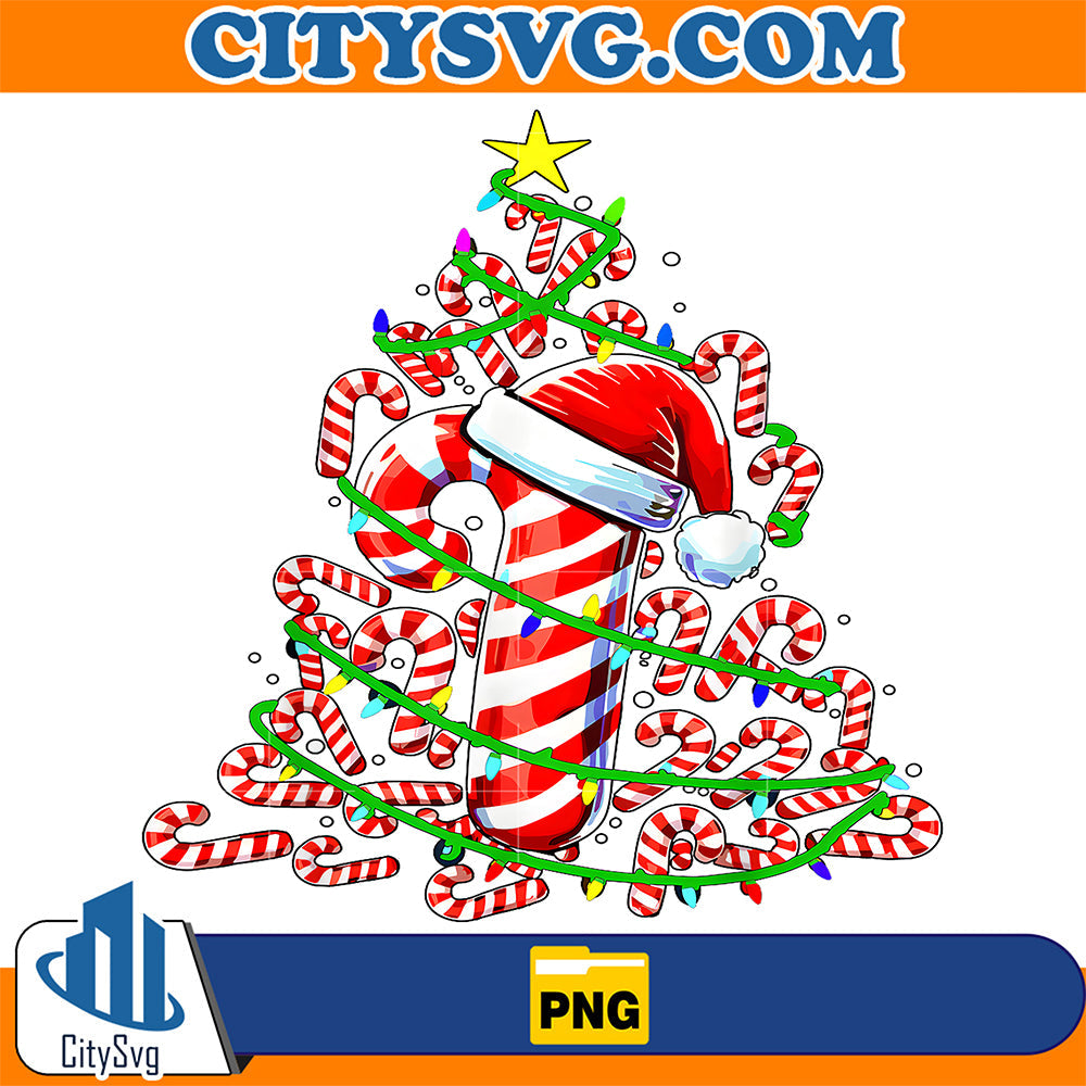 Candy Cane Christmas Tree Lights Santa Png CitySvg