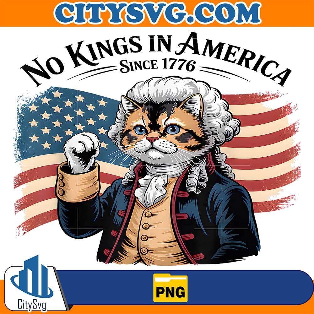 Cat-No-Kings-In-America-Since-1776-American-Flag-Png