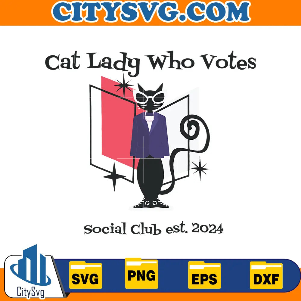 Cat Lady Who Votes Against Fascism Svg CitySvg