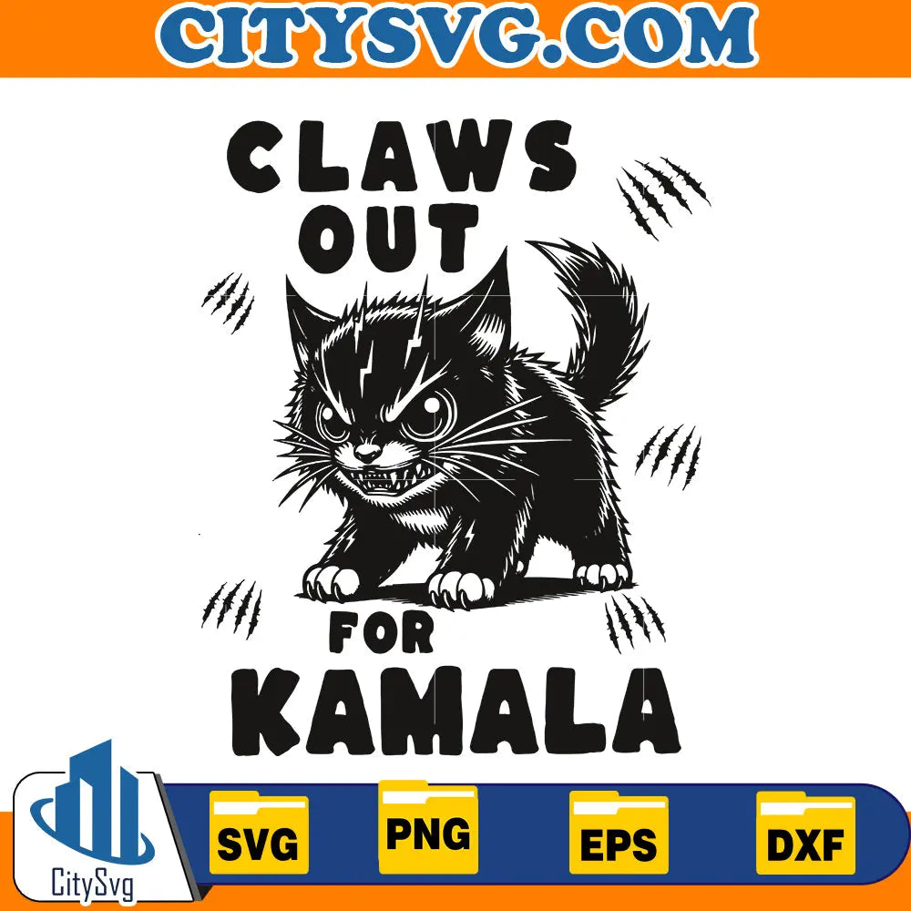 Claws Out for Kamala Svg, Cat Lady for Kamala Svg CitySvg