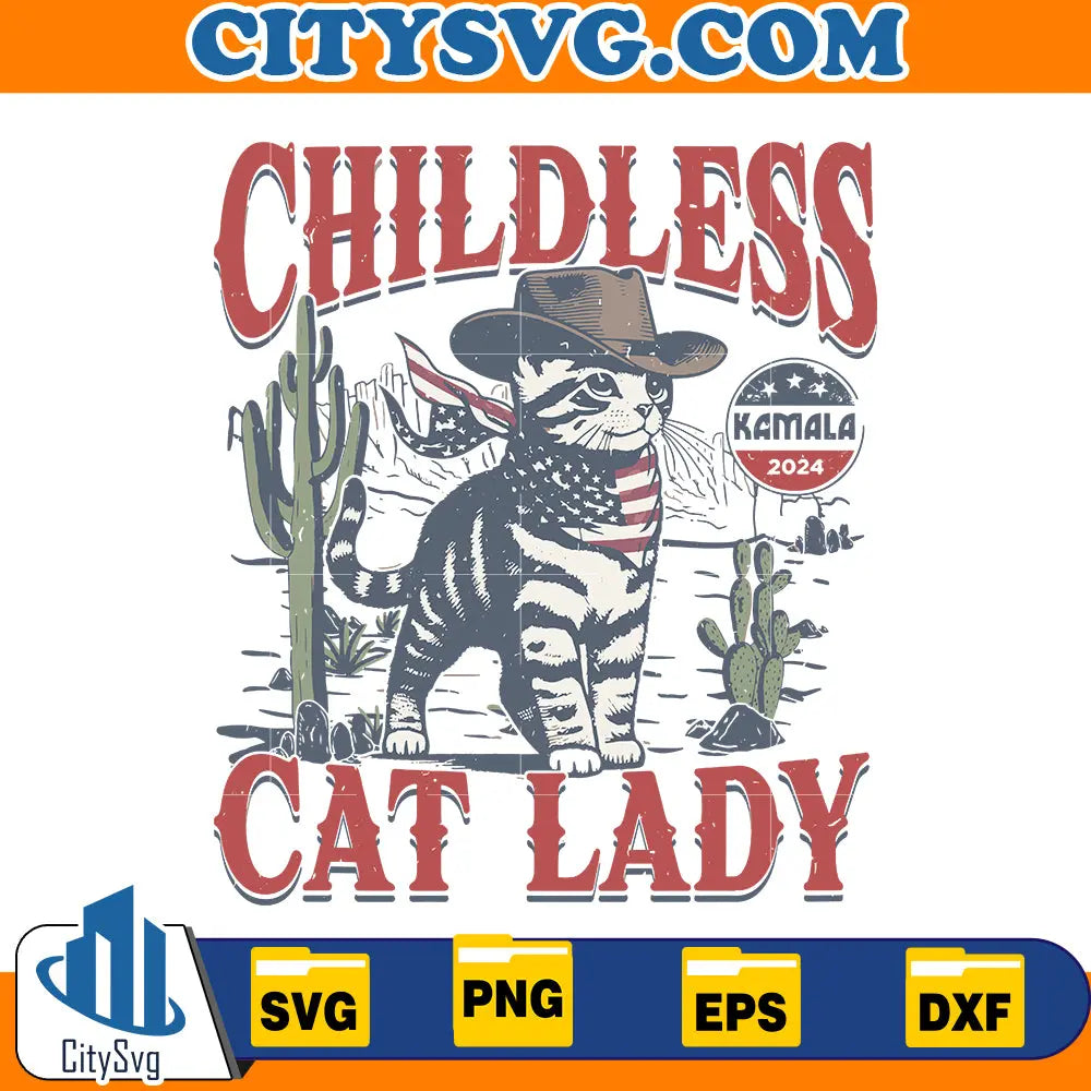 Childless Cat Lady For Kamala Svg CitySvg