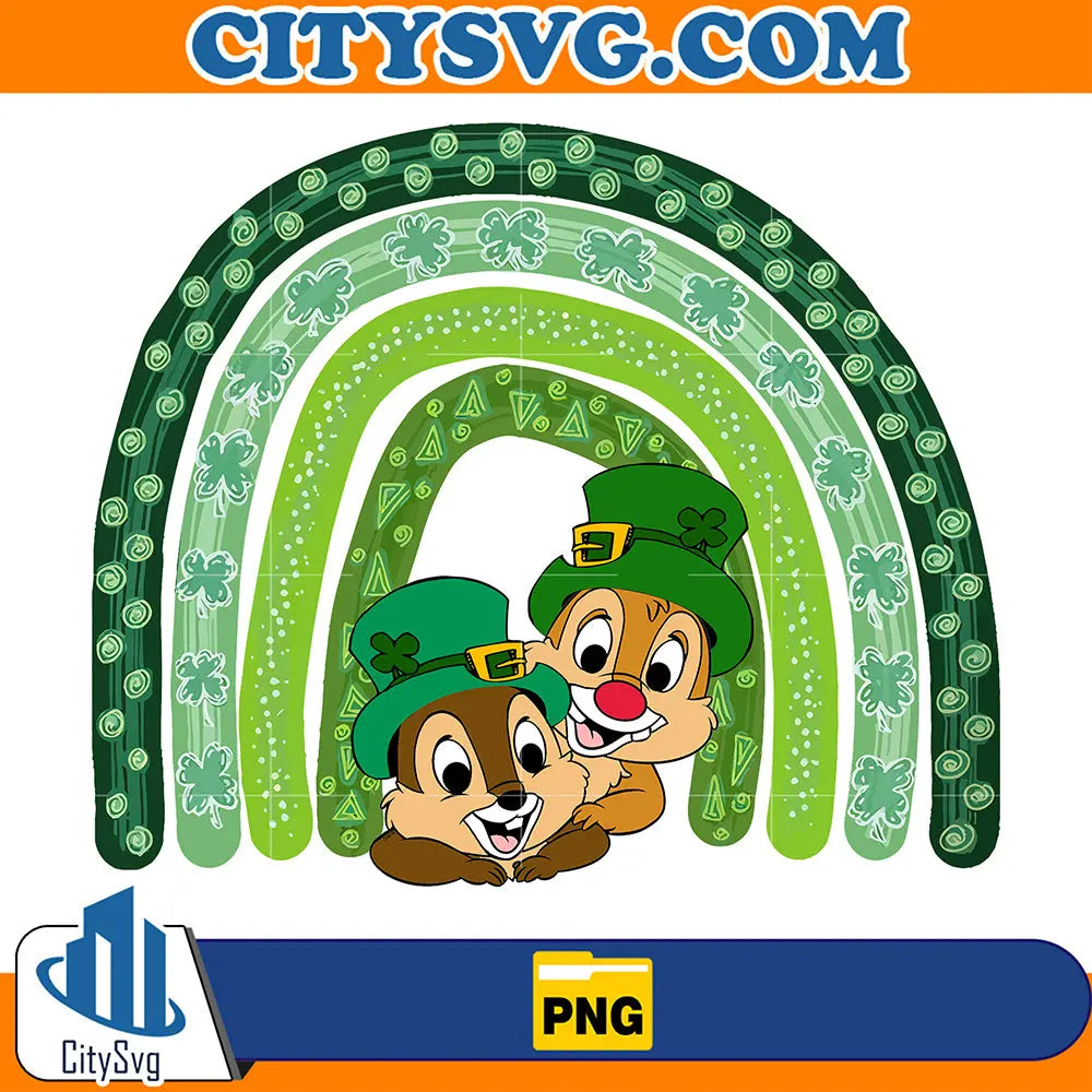 ChipAndDaleRainbowsStPatricksDayPng
