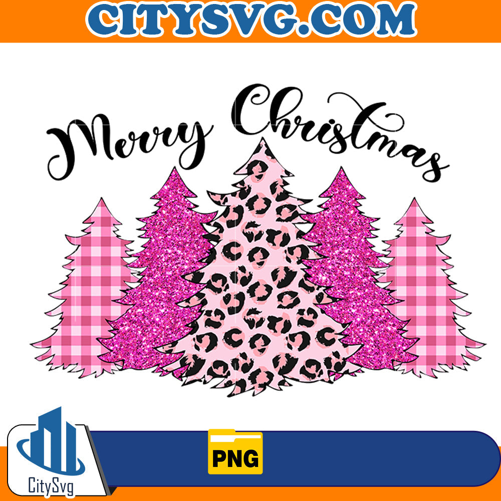Pink Merry Christmas Leopard Png CitySvg